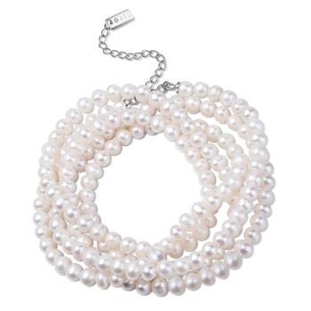 MOE - bracelet-collier argent / perle blanche - blanc