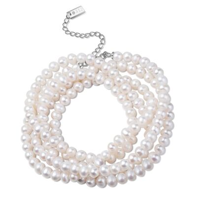 MOE - Armband-Halskette Silber/weiße Perle - white