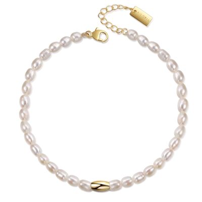 SANGO - pulsera de oro / perla blanca - blanco