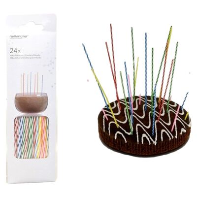 24 candele di compleanno lunghe e sottili Mikado