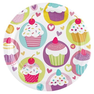 Cupcake 8 Geburtstagsteller 23 cm