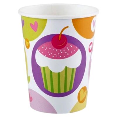 Cupcake 8 Birthday Cups 250Ml