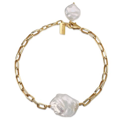 SHINJU - Armband gold/weiße Perle - white