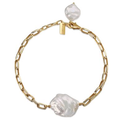 SHINJU - bracelet or / perle blanche - blanc