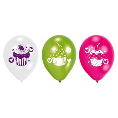 6 Cupcake-Luftballons zum Geburtstag