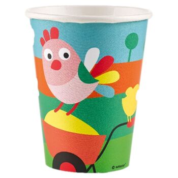 8 Gobelets Farm Fun Anniversaire 250Ml