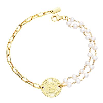 SHIRUSHI - pulsera de oro / perla blanca - blanco