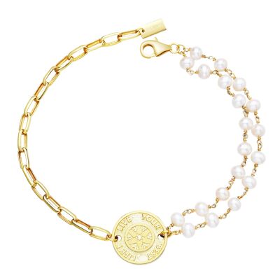 SHIRUSHI - bracelet gold / white pearl - white