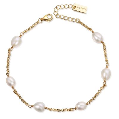 SHIZUKA - pulsera de oro / perla blanca - blanco