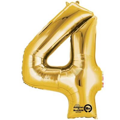 Foil Balloon Number “4” Gold