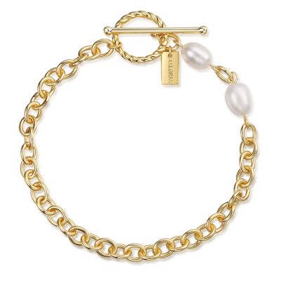 SHOUHEI - pulsera de oro / perla blanca - blanco