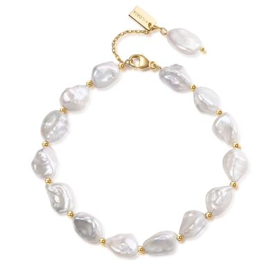 SUMI - pulsera oro / perla blanca - blanco