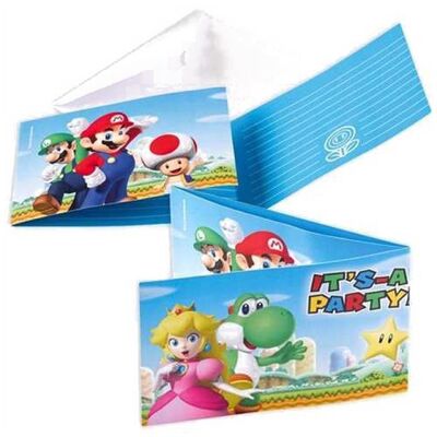 Super Mario 8 Geburtstagseinladungen und Umschläge