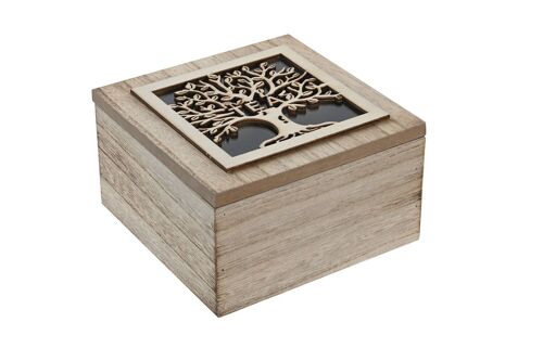 Caja Infusiones Mdf Cristal 14X14X8 Arbol Marron PC205924