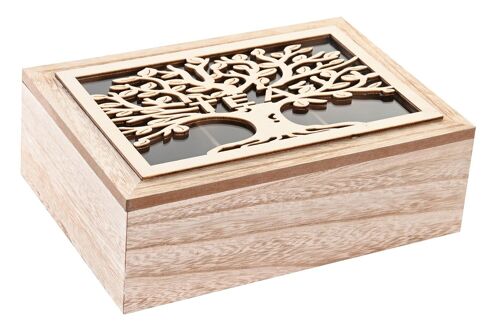 Caja Infusiones Mdf Cristal 24X16X8 Arbol Marron PC203195