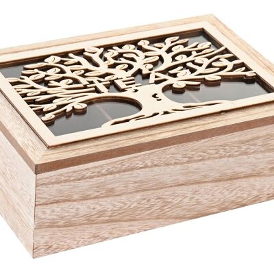 Caja Infusiones Mdf Cristal 24X16X8 Arbol Marron PC203195