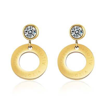 AGATHE - earrings - gold - zirconia (transparent)
