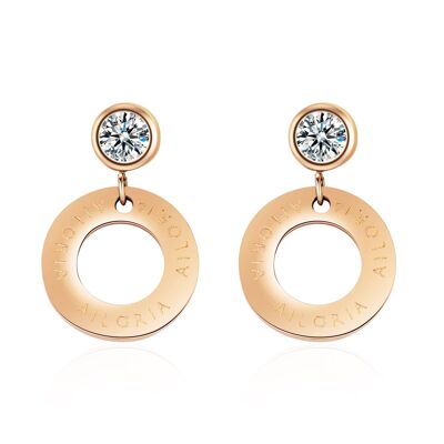 AGATHE - boucles d'oreilles - or rose - oxyde de zirconium (transparent)