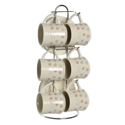 CAFE SET 6 GRES METAL 10X7X8 180ML TOPITOS BEIGE PC204941