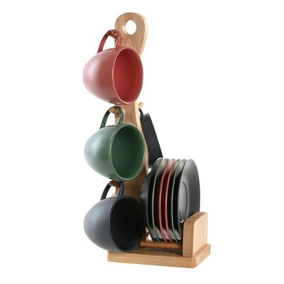 SET CAFFE' 6 STONEWARE RUBBERWOOD 16X17X35 150 ML VERDE PC202561