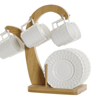 CAFE SET 6 PORCELANA BAMBU 26X12X25 90ML, BLANCO PC188267