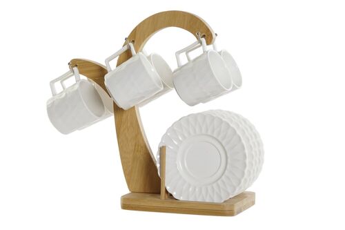 Cafe Set 6 Porcelana Bambu 26X12X25 90Ml, Blanco PC188267