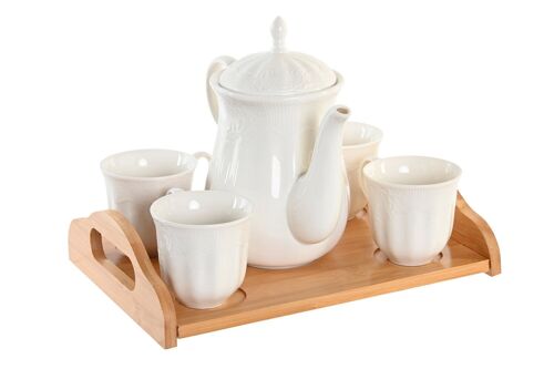 CAFE SET 6 PORCELANA BAMBU 29X20X22 BLANCO PC202300