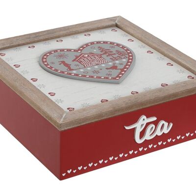 CAJA INFUSIONES MDF 24X24X7,5 ROJO LD213327