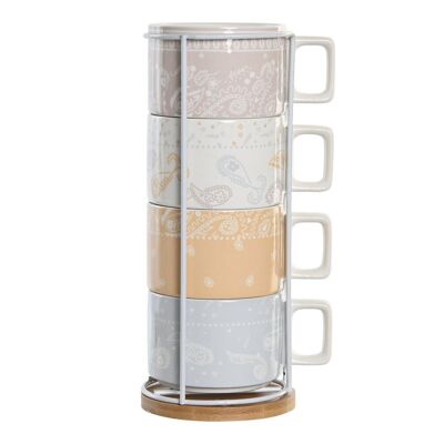 COFFEE SET 4 DOLOMITE METAL 11X11X27 260 ML RED PC204151