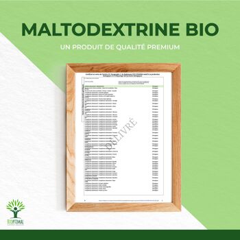 Maltodextrine Bio en Poudre 1KG Boisson d'entraînement ou de récupération 100% Pure Assimilation rapide Vegan Conditionné en France Certifié Ecocert 7