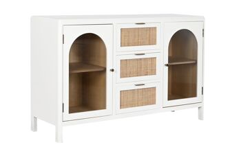 BUFFET EN VERRE PAULOWNIA 120X36X76 BLANC MB210683 1