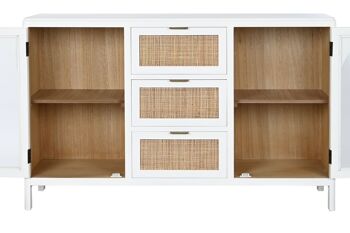 BUFFET EN VERRE PAULOWNIA 120X36X76 BLANC MB210683 4