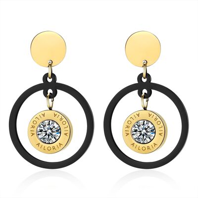 AUDREY - earrings - gold - zirconia (transparent)