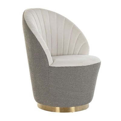 FAUTEUIL POLYESTER 69X66X85 BLANC Pied-de-Poule MB198902