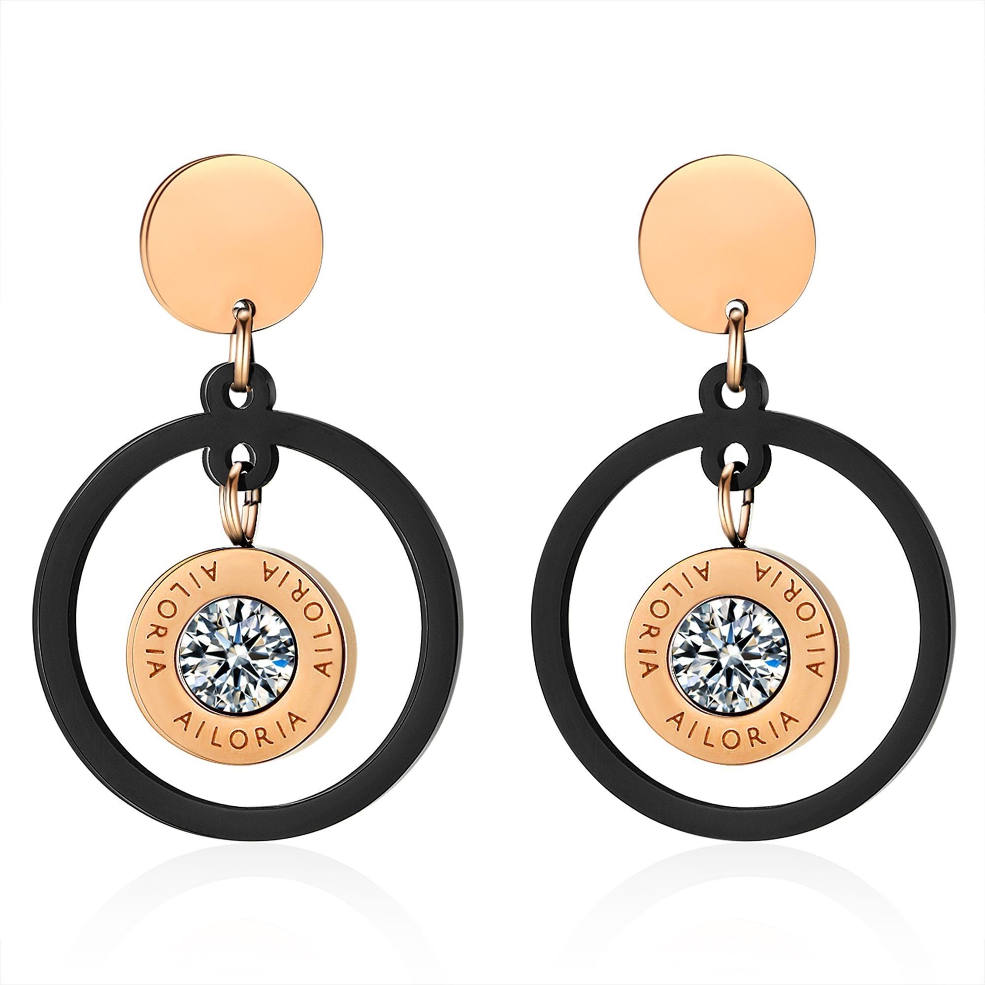 AUDREY - Ohrringe - rosegold - zirkonia (transparent)
