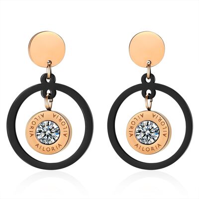AUDREY - earrings - rose gold - zirconia (transparent)