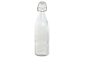 BOUTEILLE MÉTAL VERRE 8,6X8,6X31,6 1L RAYÉE PC212900 1