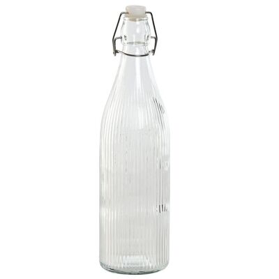 Botella Cristal Metal 8,6X8,6X31,6 1L Rayado PC212900