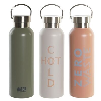 STAINLESS STEEL BOTTLE 7X7X27 500ML DOUBLE WALL 3 ASSORTMENTS. PC202453