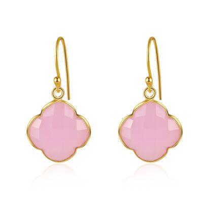 CAPUCINE - earrings - gold - chalcedony (pink)