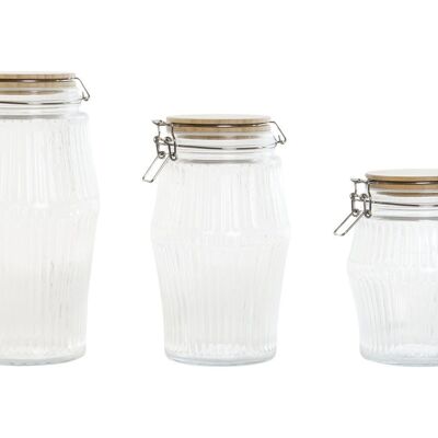 AIRTIGHT JAR SET 3 GLASS 13.5X13.5X27 2200 220 PC208538