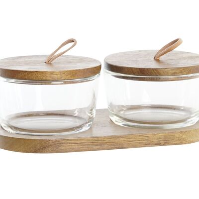 JAR SET 3 ACACIA GLASS 20,5X10,5X7 240ML BROWN PC203459