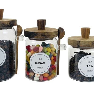 JAR SET 3 BOROSILICATE 11.2X9X18 700ML SPOON PC210089