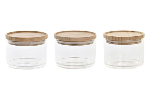 BOTE SET 3 BOROSILICATO BAMBU 10X10X7,5 470ML, PC200203