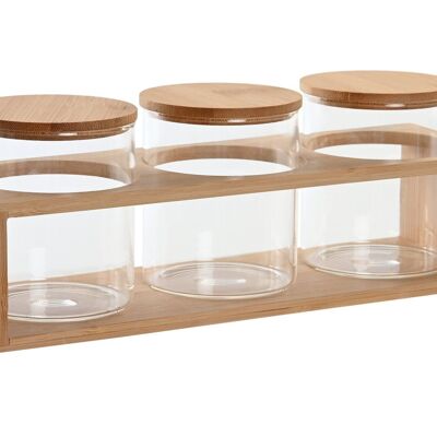 BOTTLE SET 3 BOROSILICATE BAMBOO 31X11X11,5 9X10,3 PC202470