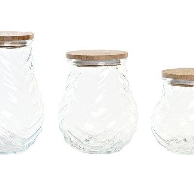 JAR SET 3 GLASS 13X13X19.5 1500ML, 16.2/13 PC200204