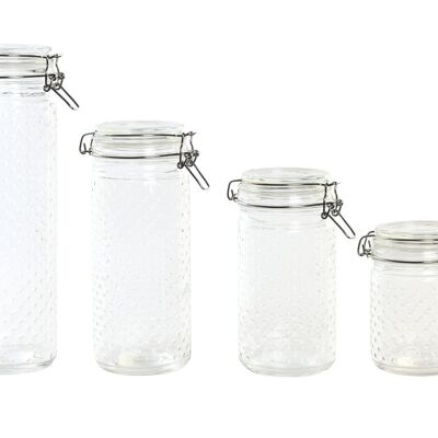 SET 4 GLASS STAINLESS STEEL JAR 10X10X33 2L 1.4/1.1/760ML PC203463