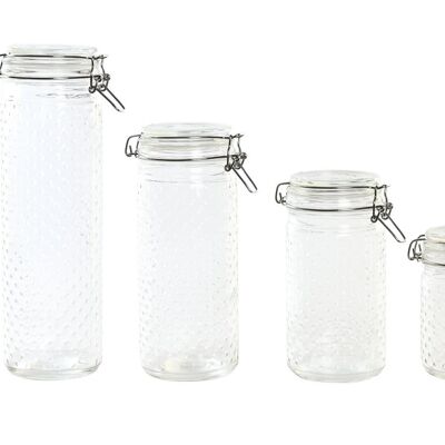 SET 4 GLASS STAINLESS STEEL JAR 10X10X33 2L 1.4/1.1/760ML PC203463