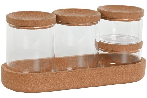 Bote Set 5 Borosilicato Corcho 26X10X12 Algodonero PB212590