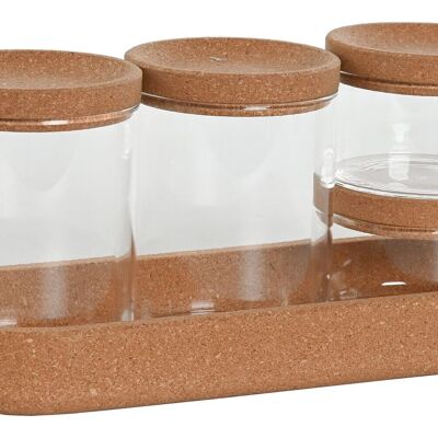 Bote Set 5 Borosilicato Corcho 26X10X12 Algodonero PB212590